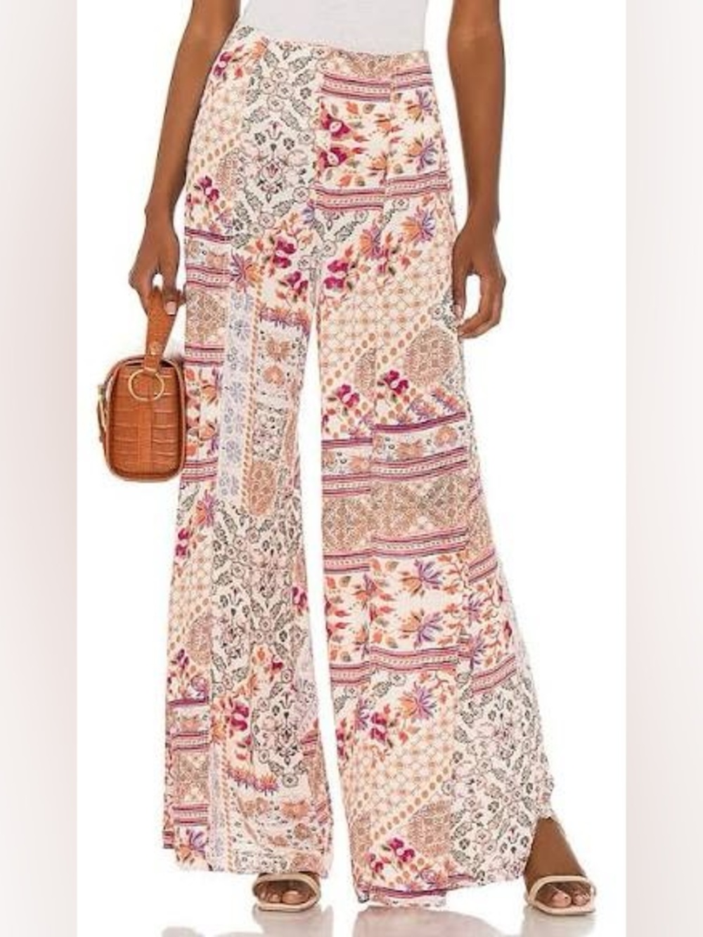 Free People Wide Open Spaces Floral Patchwork Wide-Leg Pants